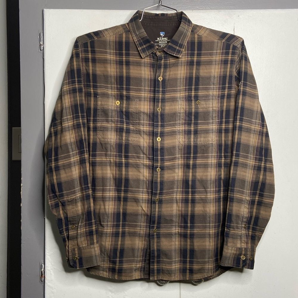 Kuhl Men's L/S Button Up Shirt Size M Brown/Tan Plaid